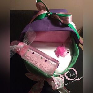 Pink, Purple and Green baby girl baby diaper shower bassinet